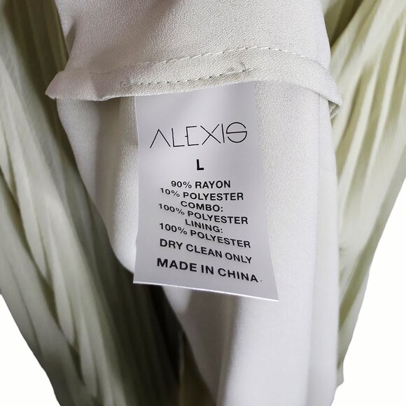 Alexis Sunniva Sage Green‎ Pleated Strapless Plissé Maxi Dress Gown Size L - Picture 10 of 14